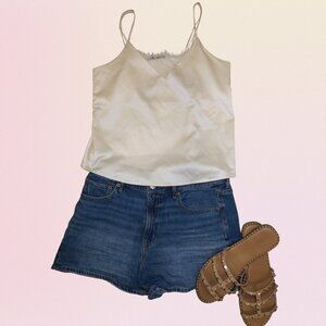 ZARA Satin Lace-Front Tank – White/Cream (S)